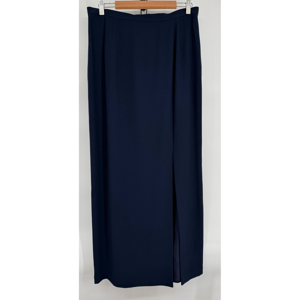 Adrianna Papell Occasions Navy Blue Maxi Skirt Front Slit Formal Sz 16